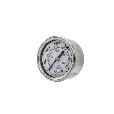 Pic Gauges 1 1/2 in Dial, 1/8 in NPT Male Center Back Location, Stainless Steel Case Material PRO-302D-158P-01